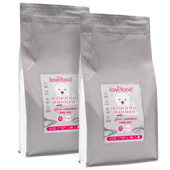 Lovi Food Puppy Salmon – Grain-Free White Breed Puppy Formula with Haddock and White Fish, 2x 4kg