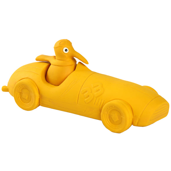 Kiwi Walker Racing Cigar Squeaky Dog Toy – Durable Yellow Car Design, Engaging Play