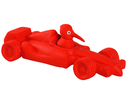 Kiwi Walker Racing Formula Squeaky Dog Toy – Red Racing Car, Durable Play Design