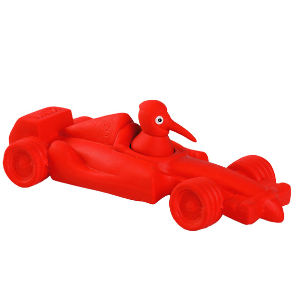 Kiwi Walker Racing Formula Squeaky Dog Toy – Red Racing Car, Durable Play Design