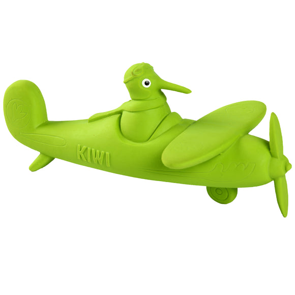 Kiwi Walker Racing Aero Squeaky Dog Toy – Durable Green Airplane Shape, Engaging Play