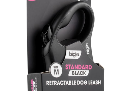 Biglo Standard Black Retractable Leash – Extra Small, Durable Tangle-Free Design