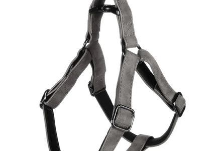Flamingo Step&Go Delu Step-In Harness – Eco-Leather, Neoprene Lined, Black, XL, Comfortable Fit
