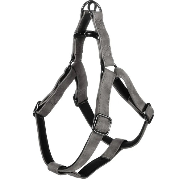 Flamingo Step&Go Delu Step-In Harness – Eco-Leather, Neoprene Lined, Black, XL, Comfortable Fit