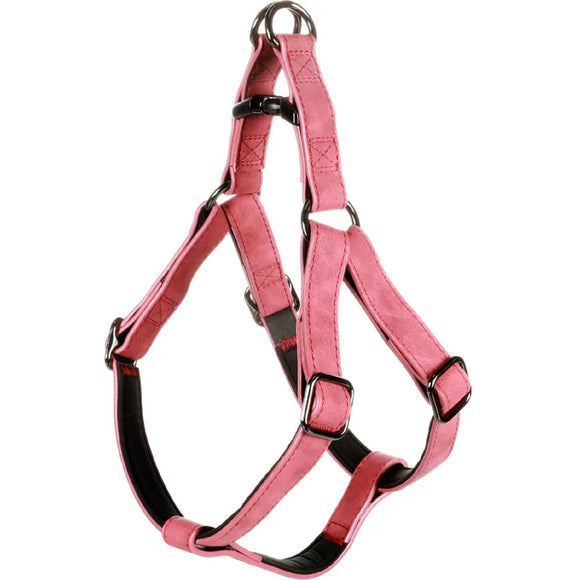 Flamingo Step&Go Deluxe Red Harness – Eco-Leather Step-In Design with Neoprene Lining, XS