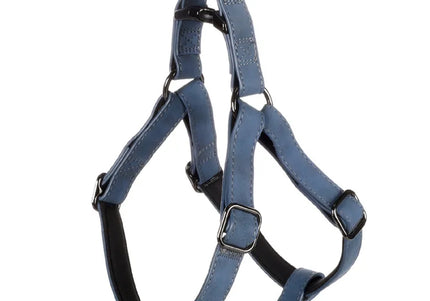 Flamingo Step&Go Delu Step-In Harness – Eco-Leather with Neoprene Lining, Blue, XS, Comfortable Fit