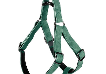 Flamingo Step&Go Deluxe Green Step-In Harness – Eco-Leather with Neoprene Lining, Medium