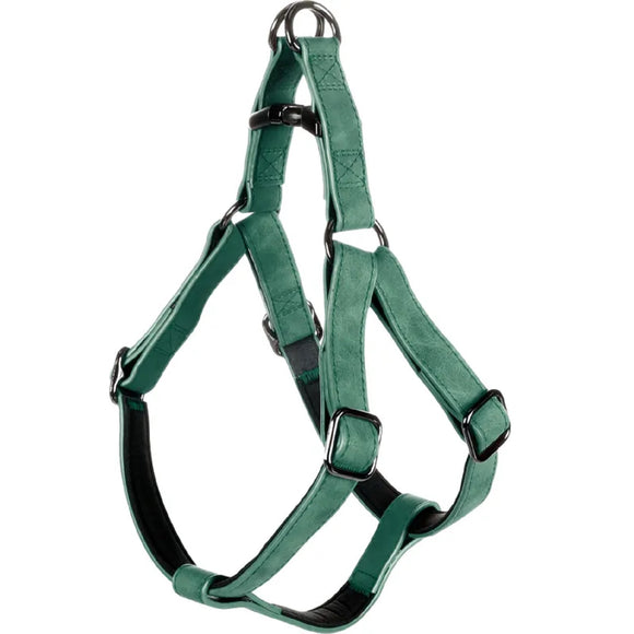 Flamingo Step&Go Deluxe Green Step-In Harness – Eco-Leather with Neoprene Lining, Medium
