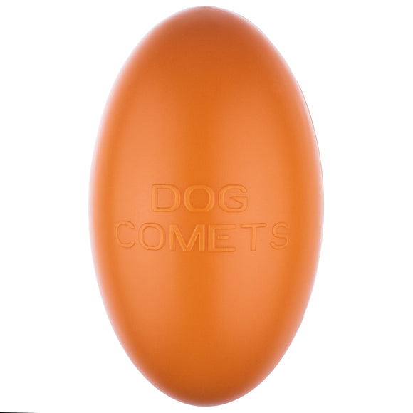 Dog Comets Pan-Stars Orange Rolling Ball – Hard Durable Egg-Shaped Toy, Medium Size