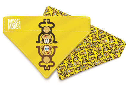 Max&Molly Reversible Bandana Monkey Maniac – Double-Sided Small Pet Neck Accessory, Fun Design
