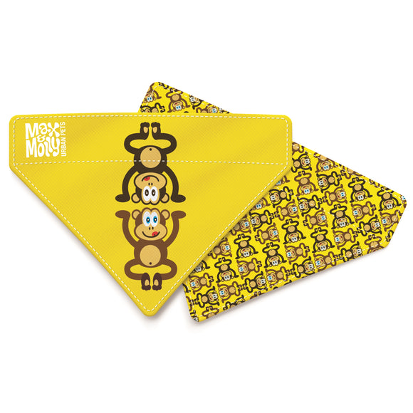 Max&Molly Reversible Bandana Monkey Maniac – Double-Sided Small Pet Neck Accessory, Fun Design