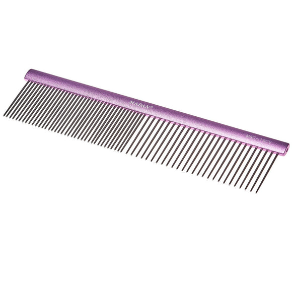 Madan Professional Light Comb 19cm – Lightweight Aluminum Handle, Mixed Tooth Spacing, 3.5cm Pins, Purple