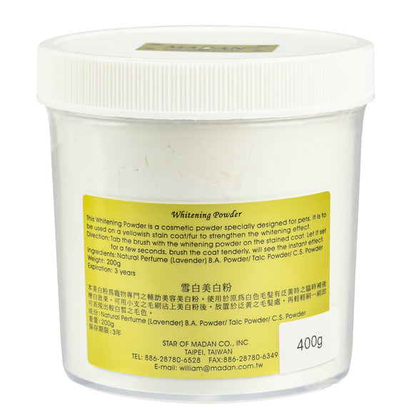 Madan Whitening Powder – Stain-Removing Grooming Powder, 400g, Brightens Discolored Coats