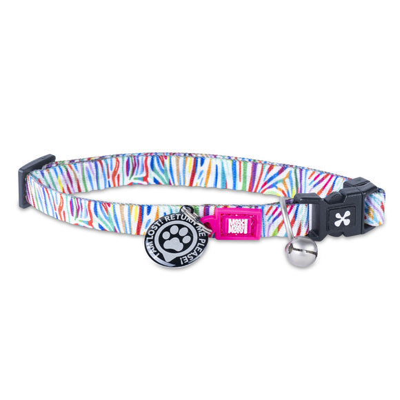 Max&Molly GOTCHA! Smart ID Cat Collar – Colorful Rainbow Zebra Pattern with Smart Tag