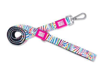 Max&Molly Magic Zebra Short Leash – Colorful Rainbow Pattern, 120cm, XS Size