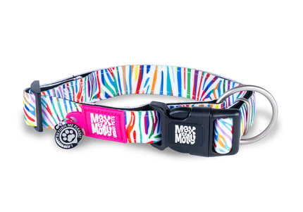 Max&Molly GOTCHA! Smart ID Collar – Rainbow Zebra Pattern, Small, Durable Tag Included