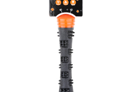 Dog Comets Meteor Orange Rubber Fetch Stick – Large Size, Textured with Dual Squeakers for Engaging Play