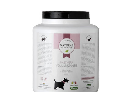 Volumizing dog coat mask with argan oil and hydrolyzed rice protein