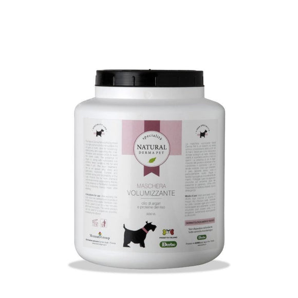 Volumizing dog coat mask with argan oil and hydrolyzed rice protein