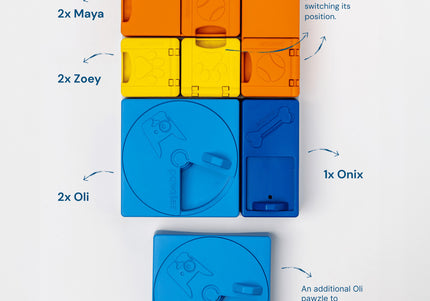 Pawzler Interactive Dog Puzzle Rainbow Set – Modular Enrichment Toy, 8-Piece Colorful Design