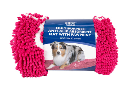 Show Tech Multi-Purpose Absorbent Mat 90x60cm – Anti-Slip Microfiber, Quick-Dry, Pink