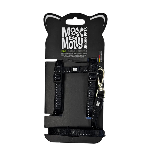 Max&Molly Matrix 2.0 Cat Harness and Lead Set – Neoprene Lined, Black, Comfortable Design