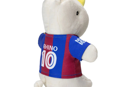 Max&Molly FC Barcelona Rhino Plush Toy – Soft Football Mascot with Squeaker, Vibrant Jersey Design