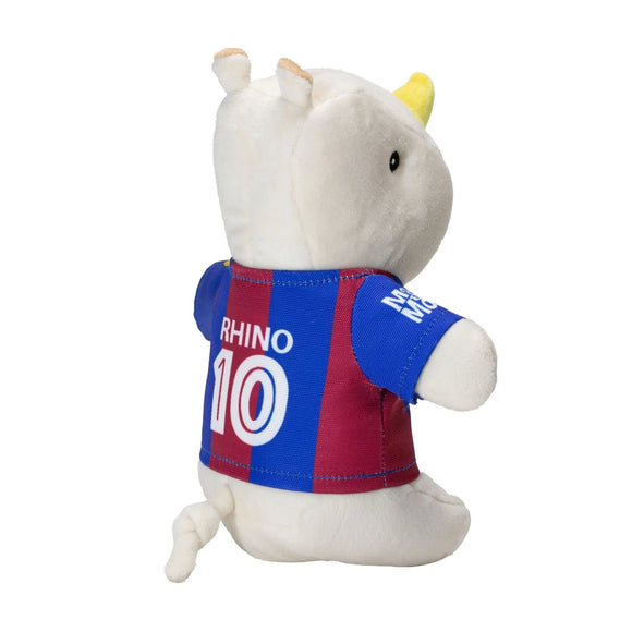 Max&Molly FC Barcelona Rhino Plush Toy – Soft Football Mascot with Squeaker, Vibrant Jersey Design