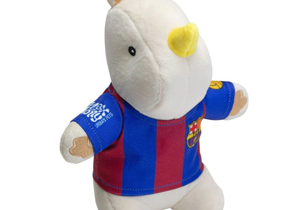 Max&Molly FC Barcelona Rhino Plush Toy – Soft Football Mascot with Squeaker, Vibrant Jersey Design