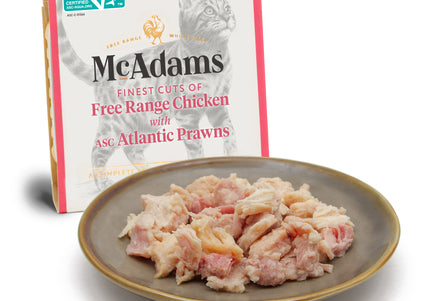 McAdams Free Range Chicken and Atlantic Prawns Wet Cat Food – Natural Protein Recipe, 10x100g