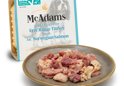 McAdams Free Range Turkey & Norwegian Salmon Wet Dog Food – Grain-Free, 15x150g Trays