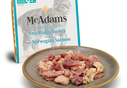 McAdams Free Range Turkey and Norwegian Salmon Cat Wet Food – Natural Protein Recipe, 10x100g