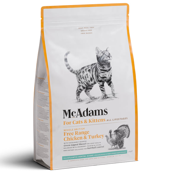 McAdams Cats & Kittens Baked Cat Food – Free-Range Chicken and Turkey, 375g