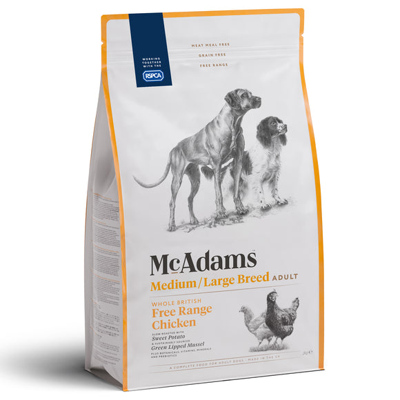 McAdams Medium Large Breed Baked Dog Food – Free Range Chicken, 2kg, Premium Recipe