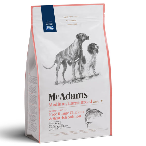 McAdams Medium/Large Breed Baked Dog Food – Free Range Chicken and Salmon, 2kg
