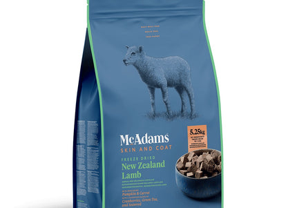 McAdams Freeze Dried New Zealand Lamb – Complete Adult Dog Food with Vegetables, 400g