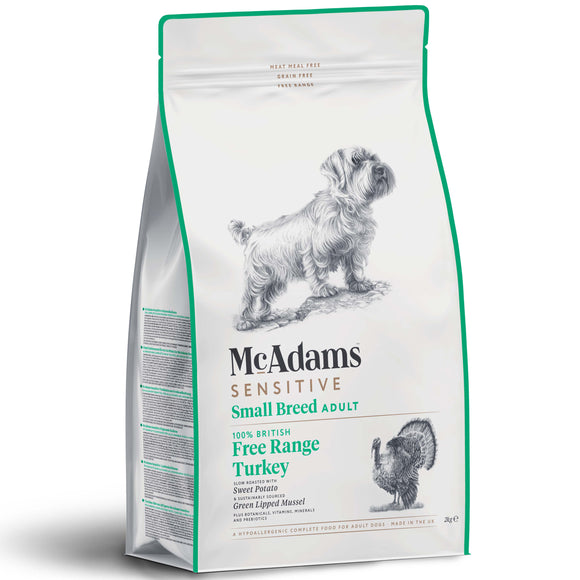 McAdams Sensitive Small Breed Free Range Turkey – Baked Dry Food, 5kg, Premium Protein Source