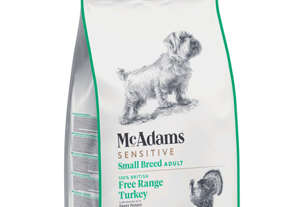 McAdams Sensitive Small Breed Free Range Turkey – Baked Dry Food, 2kg, Gentle Formula