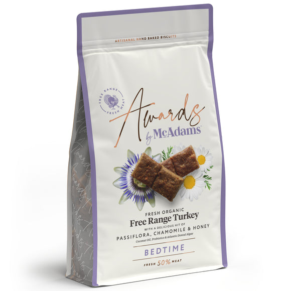 McAdams Awards Bedtime Soft Dog Treats – Organic Turkey, Passionflower, Chamomile, Honey, 150g