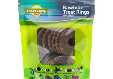 PetSafe Natural Rawhide Rings – Meaty Chew Treats, 16 Pack, Large Size