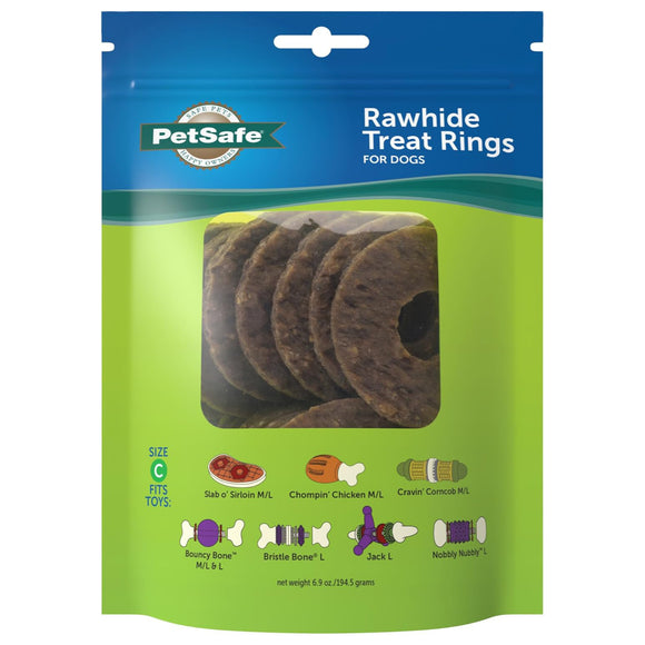PetSafe Natural Rawhide Rings – Meaty Chew Treats, 16 Pack, Large Size