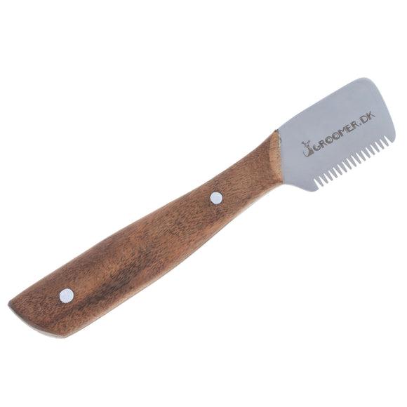 Groomer.dk Danish Classic Left-Handed Trimming Knife – Coarse Blade with Wooden Handle, Ergonomic Design