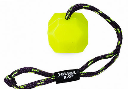 Julius K9 Fluorescent Ball 6cm – Bright Orange Toy with String and Treat Hole, Durable Design