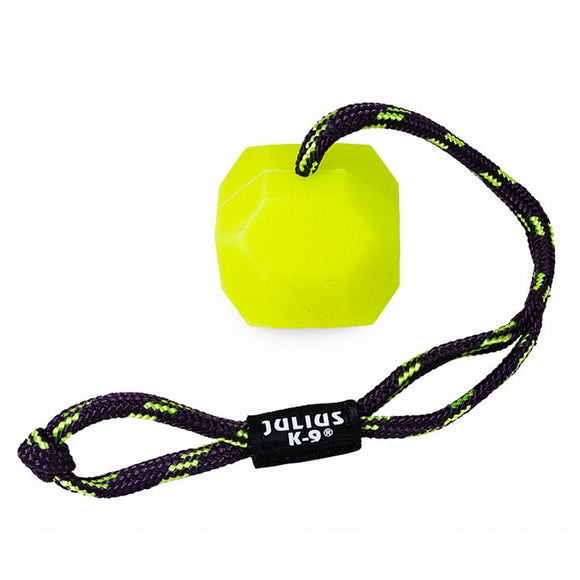 Julius K9 Fluorescent Ball 6cm – Bright Orange Toy with String and Treat Hole, Durable Design
