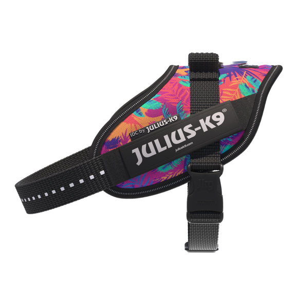 Julius-K9 IDC Powerharness Vibe – Reflective Dog Harness, Palm Tree Pattern, Mini Size