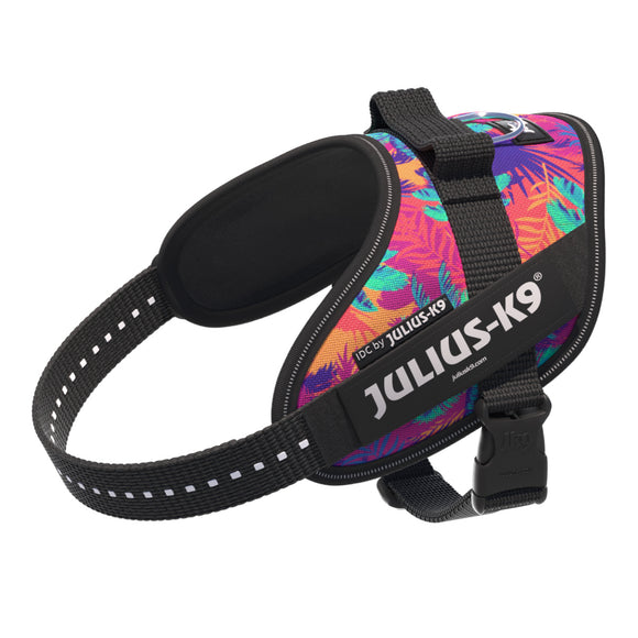 Julius-K9 IDC Powerharness Vibe – Reflective Dog Harness, Palm Tree Pattern, Mini Size