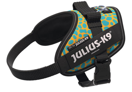 Julius-K9 IDC Powerharness Leopard – Reflective Dog Harness, Yellow Turquoise Pattern, Baby 2 Size