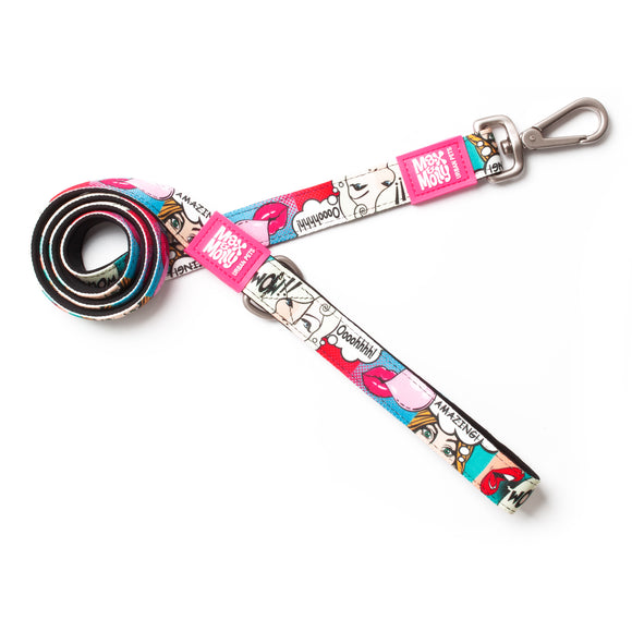 Max&Molly Missy Pop Short Leash – Colorful Comic Book Pattern, 120cm, Large Size