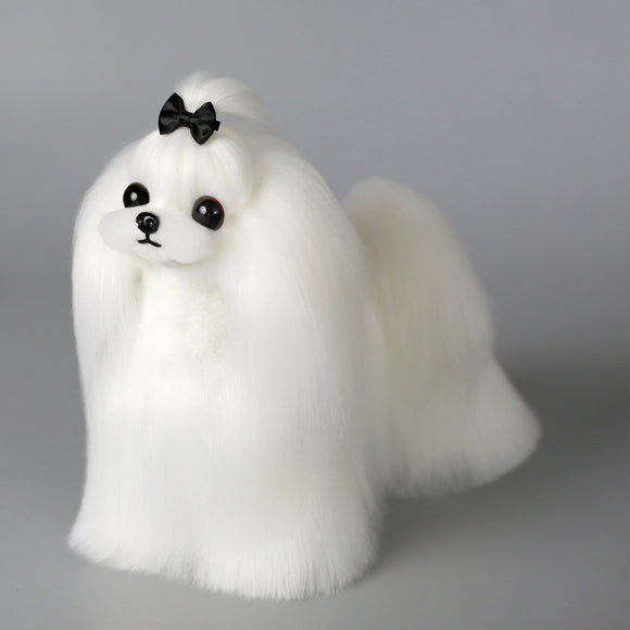 Mr. Jiang Maltese Full Body Replacement Hair – Realistic Synthetic Coat for Small Grooming Mannequin
