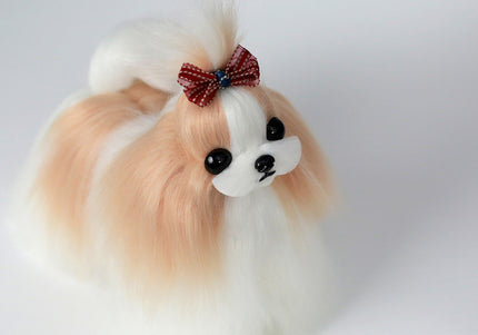 Mr. Jiang Shih Tzu Full Body Hair – Champagne & White Replacement Coat, Small Model Mannequin